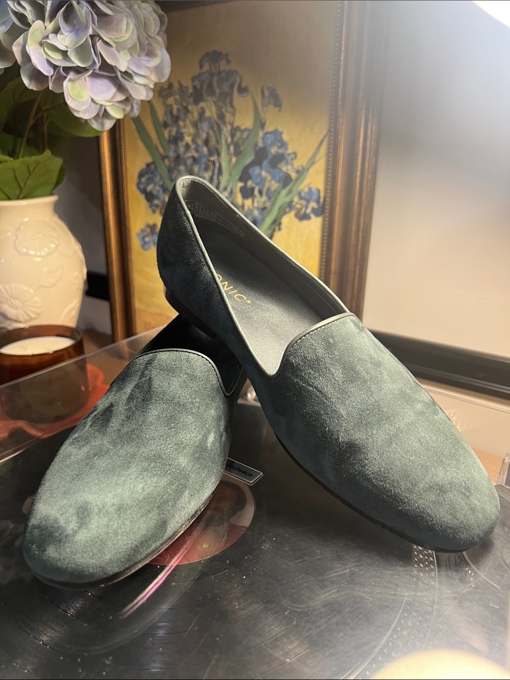 VIONIC Women's Dark Green Suede Slip-On Loafers